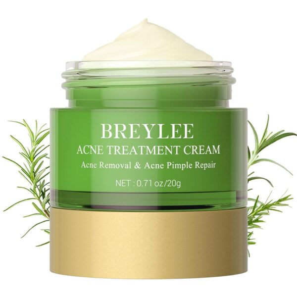 BREYLEE Acne Treatment Cream, Tea Tree Oil Acne Cream for Clearing Severe Acne, Breakout, Remove Pimple and Repair Skin (20ml,0.7oz)