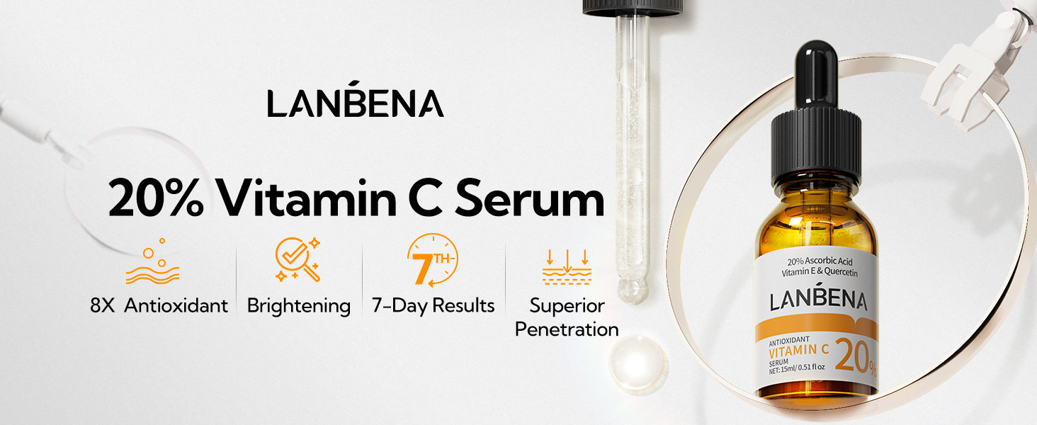 20% Vitamin C Serum For Face, Brightening Skin, Dark Spot Remover, Reduce Wrinkle, Anti Aging Glowing Serum, Facial Moisturizer with Niacinamide, Vitamin E, Hyaluronic Acid, 15 ML/ 0.51 Fl oz
