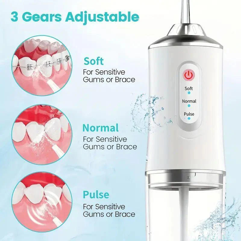 Water Dental Flosser Pick for Teeth: 5 Cleaning Modes Cordless Portable with 4 Heads - Waterproof Flossing Cleaning Picks for Home Travel