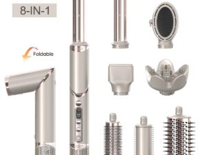 8 in 1 Multi Salon Styler Hair Dryer Brush Set with Folding Handle Auto Curler High Speed Dryer Hot Air Styler