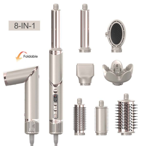 8 in 1 Multi Salon Styler Hair Dryer Brush Set with Folding Handle Auto Curler High Speed Dryer Hot Air Styler