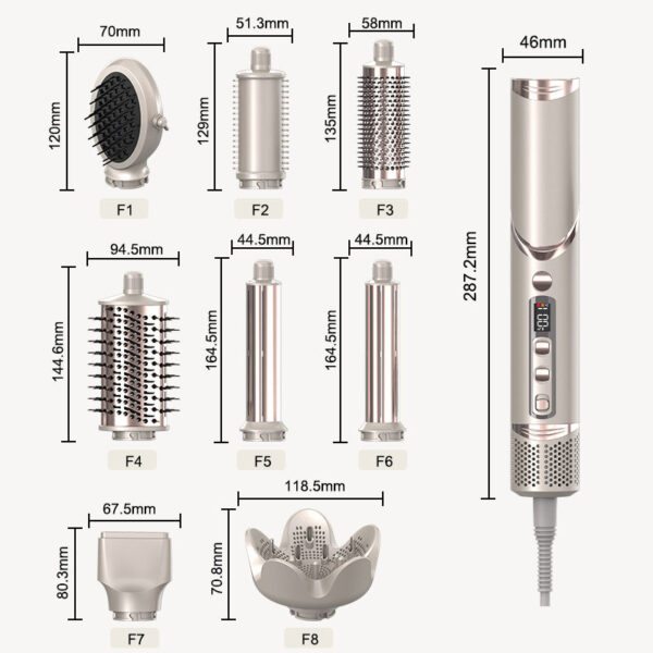 8 in 1 Multi Salon Styler Hair Dryer Brush Set with Folding Handle Auto Curler High Speed Dryer Hot Air Styler