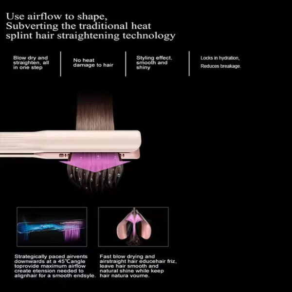 Viral 2-in-1 Air Straightener - No Heat Damage, Ionic Frizz Control, Fast Styling & Hair Protection for Smooth & Shiny Hair