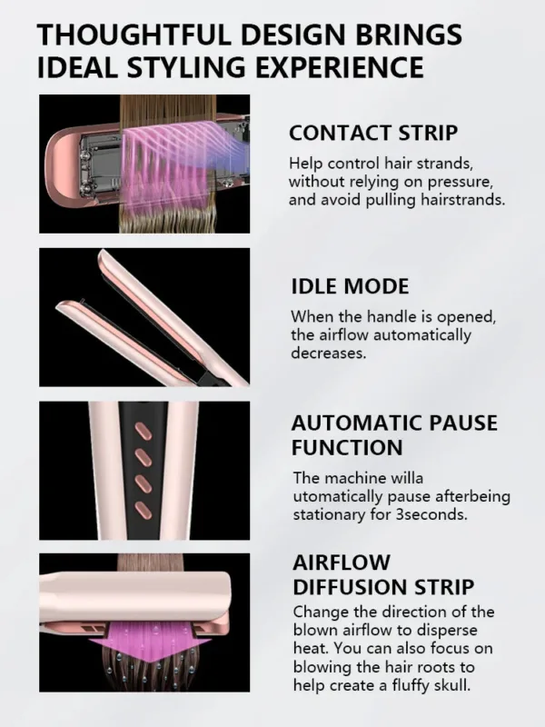 Viral 2-in-1 Air Straightener - No Heat Damage, Ionic Frizz Control, Fast Styling & Hair Protection for Smooth & Shiny Hair
